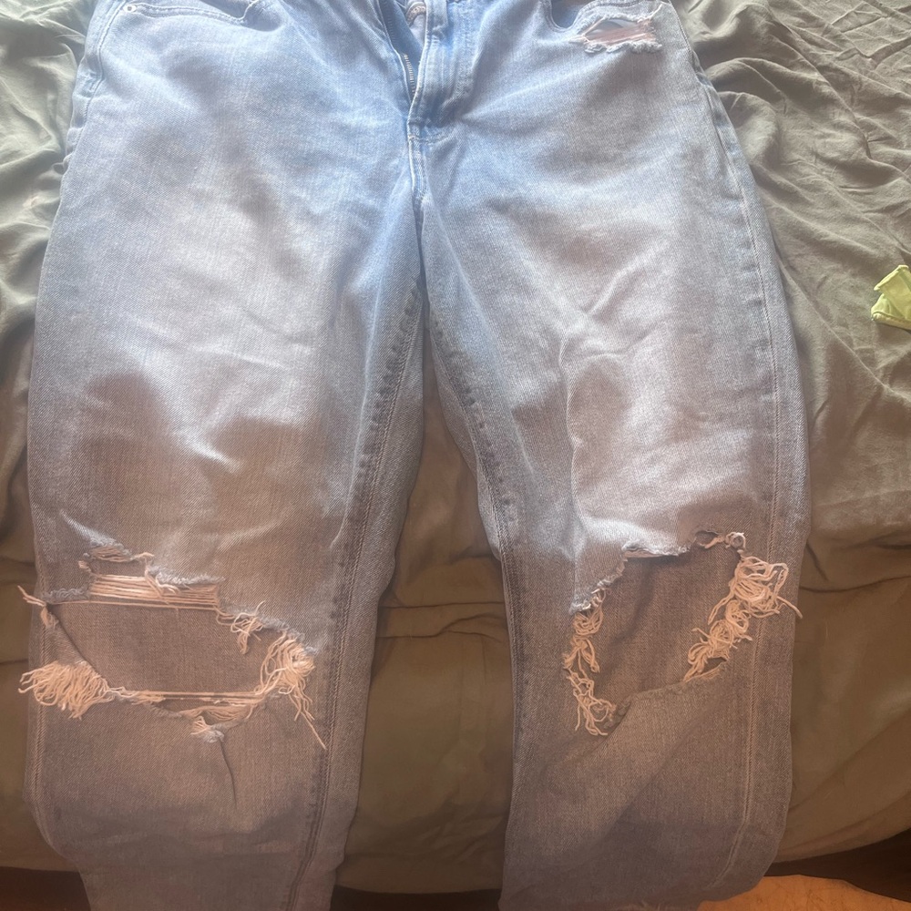 American Eagle Outfitters Distressed Light Blue Boyfriend Jeans